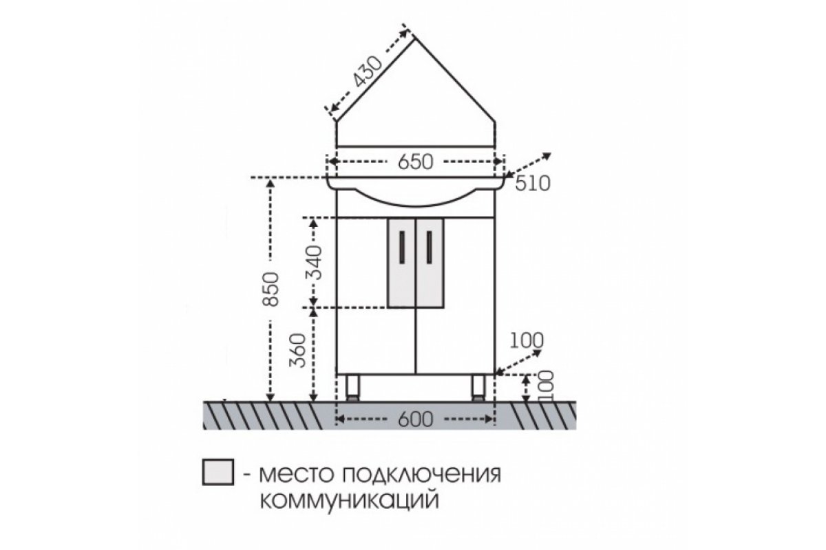 Тумба с раковиной угловая санта аврора 60