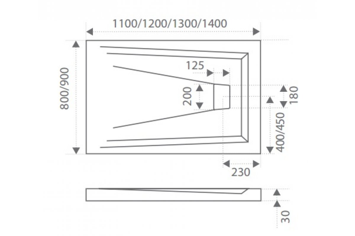 Душевой поддон с бортиком чертеж